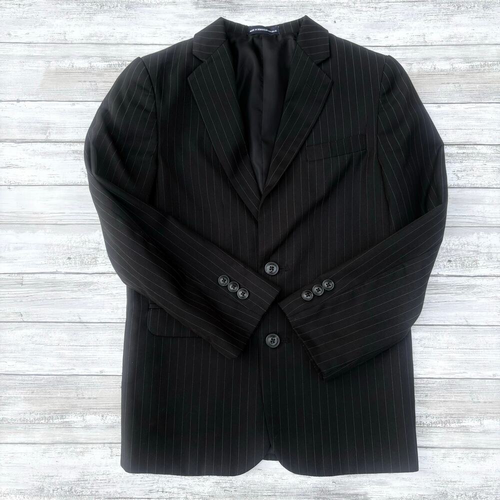 Chaps Blazer Boys Kids Sz 10 Regular Black Pinstripe Two Button Single‎ Breasted